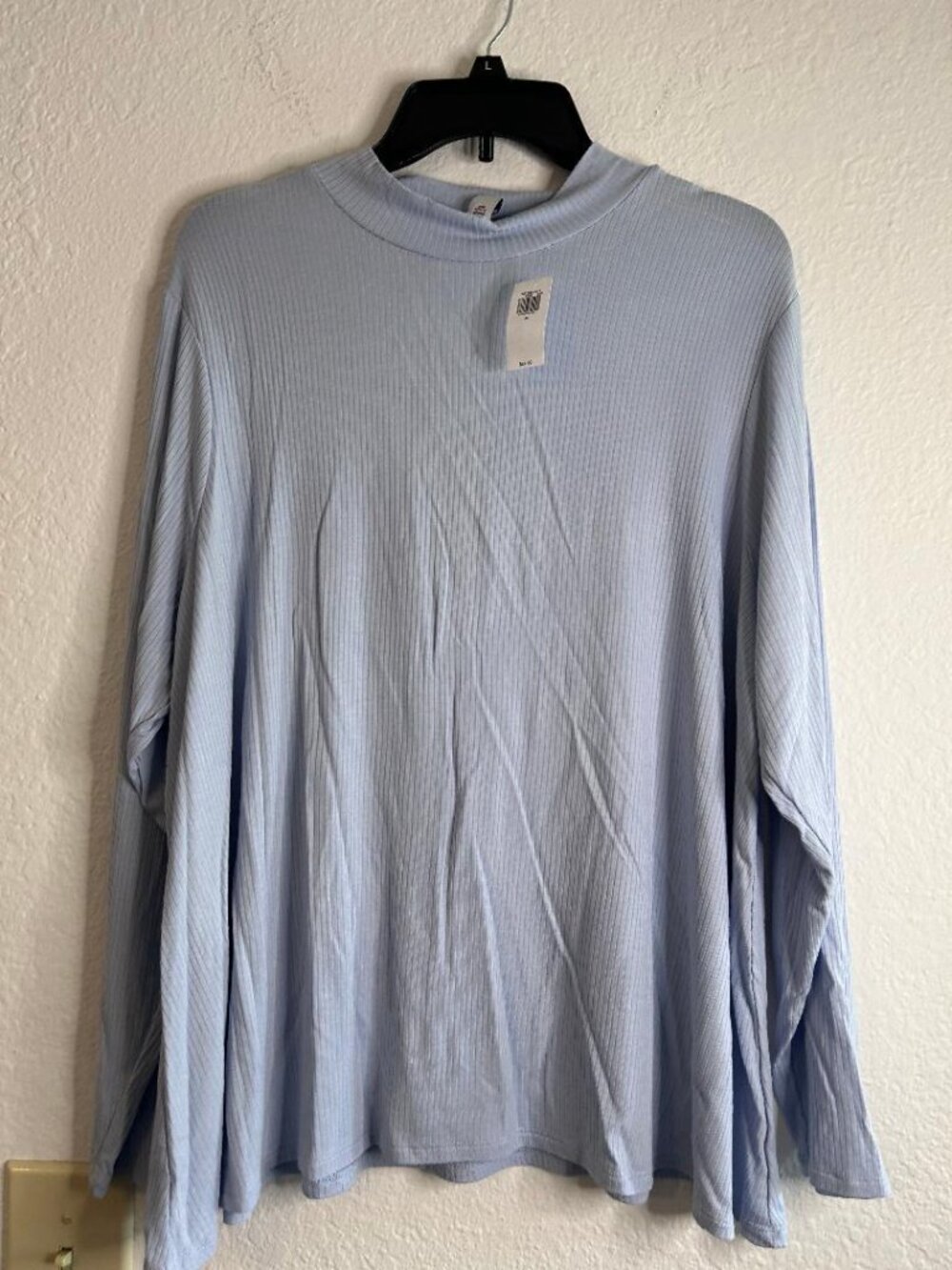 Baby Blue Long Sleeve Ribbed Blouse Old Navy Luxe Line Size XL